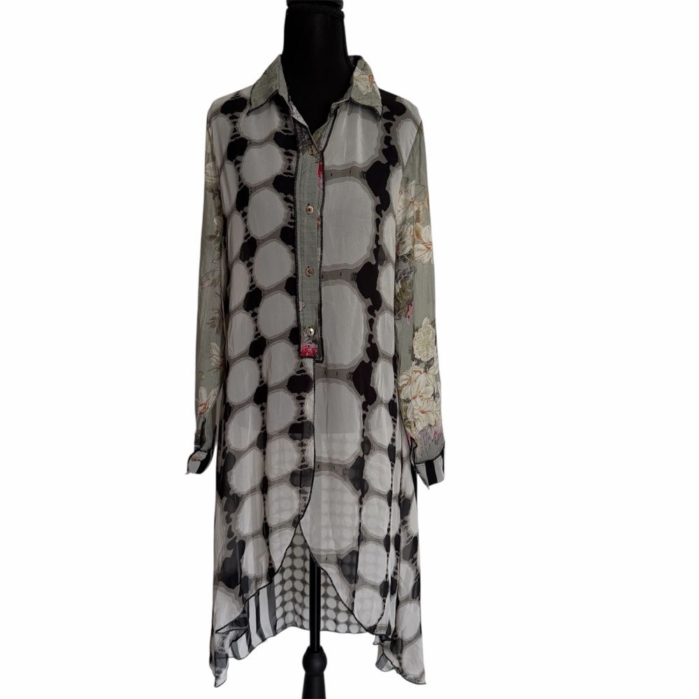 Sheer Abstract Patterned Blouse